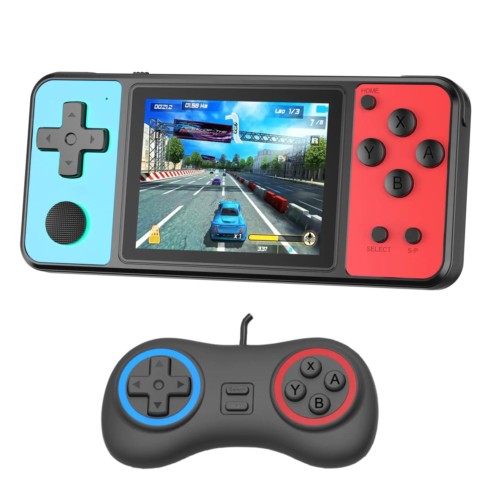 Beico Juego Portátil para Niños Pantalla Grande de 3.0", Incorpora 270 Juegos Clásicos Retro para Personas Mayores, Reproductor de Juegos Electrónicos para Niños y Niñas, Regalo de Cumpleaños, Negro Azul